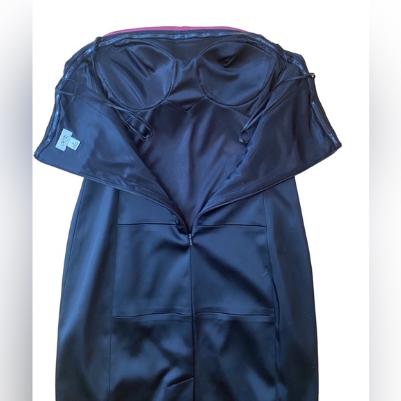 Cachè sz 2 strapless structured-stretch dress Geometric color block Pinks/Black - Picture 6 of 8